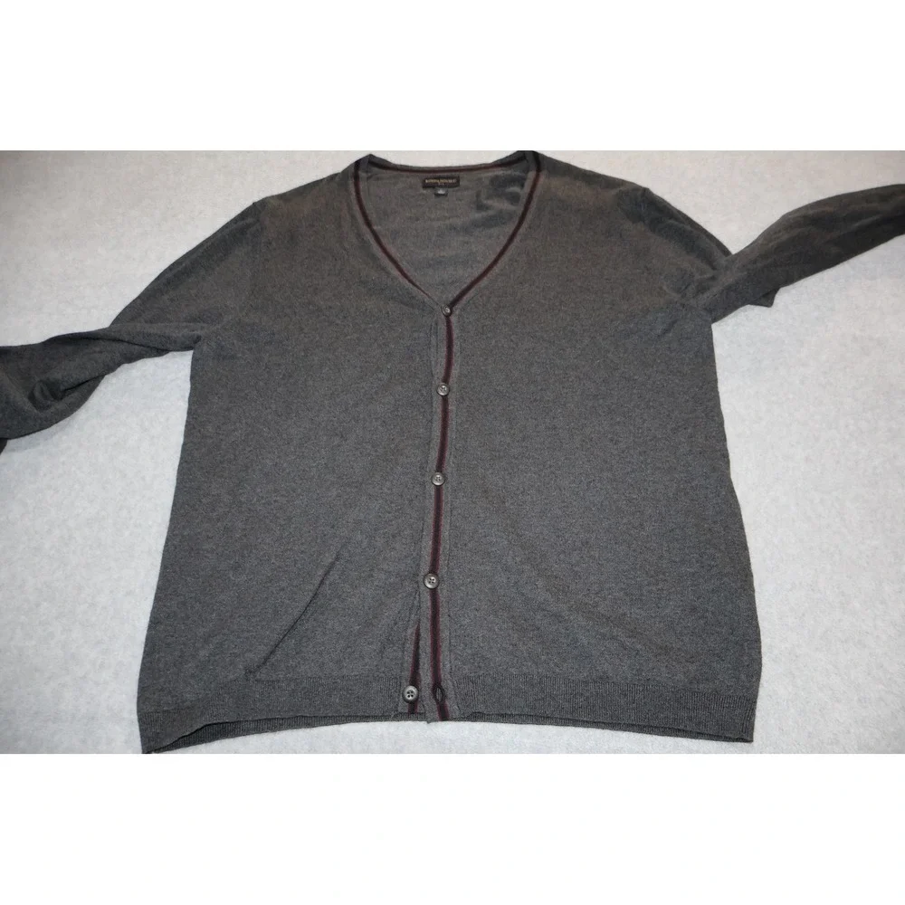 Banana Republic Cardigan Mens XL Gray V-Neck Cotton Wool Blend Front Button